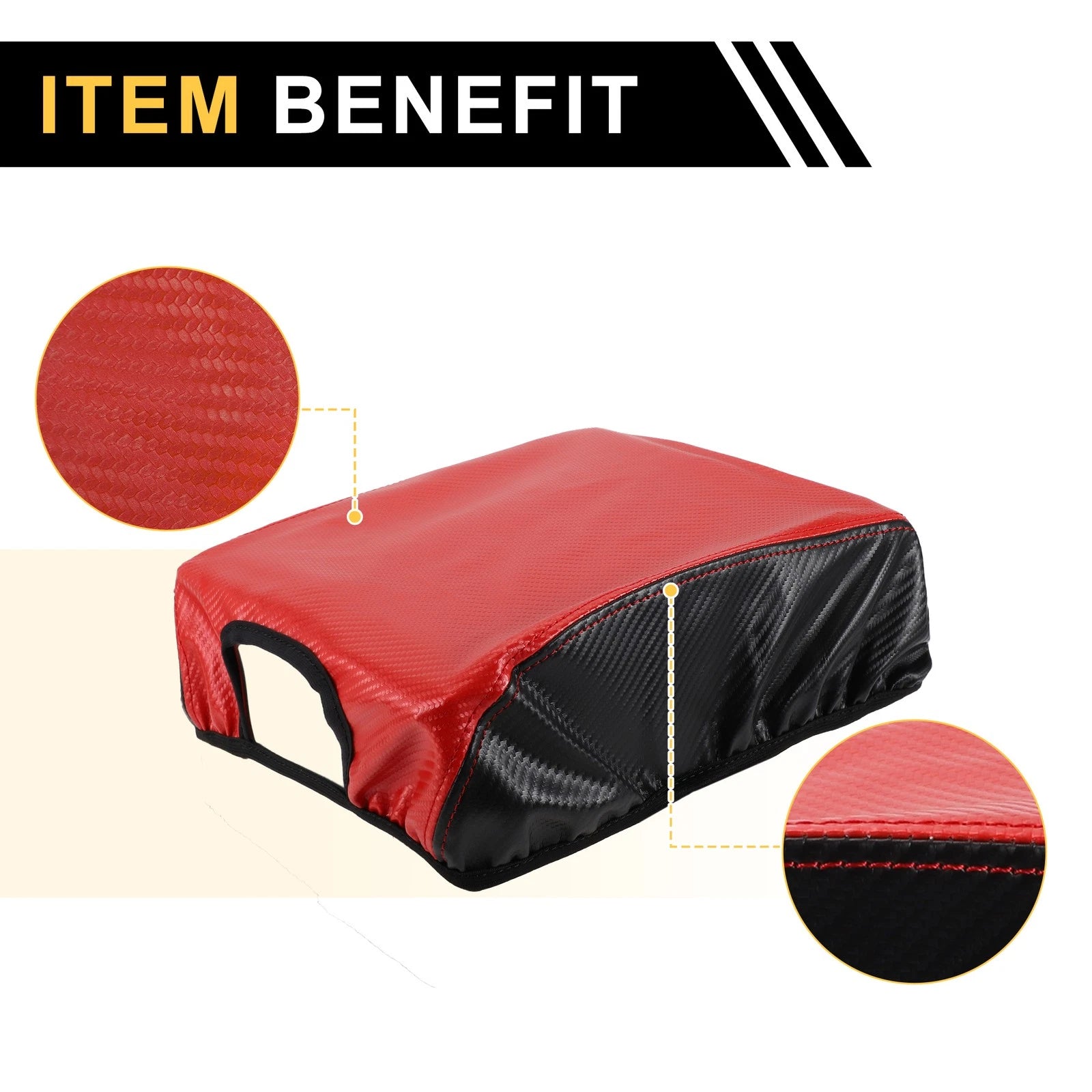 Center Console Lid Armrest Cover for Ford F-150 (2015–2020) Carbon Fiber Red