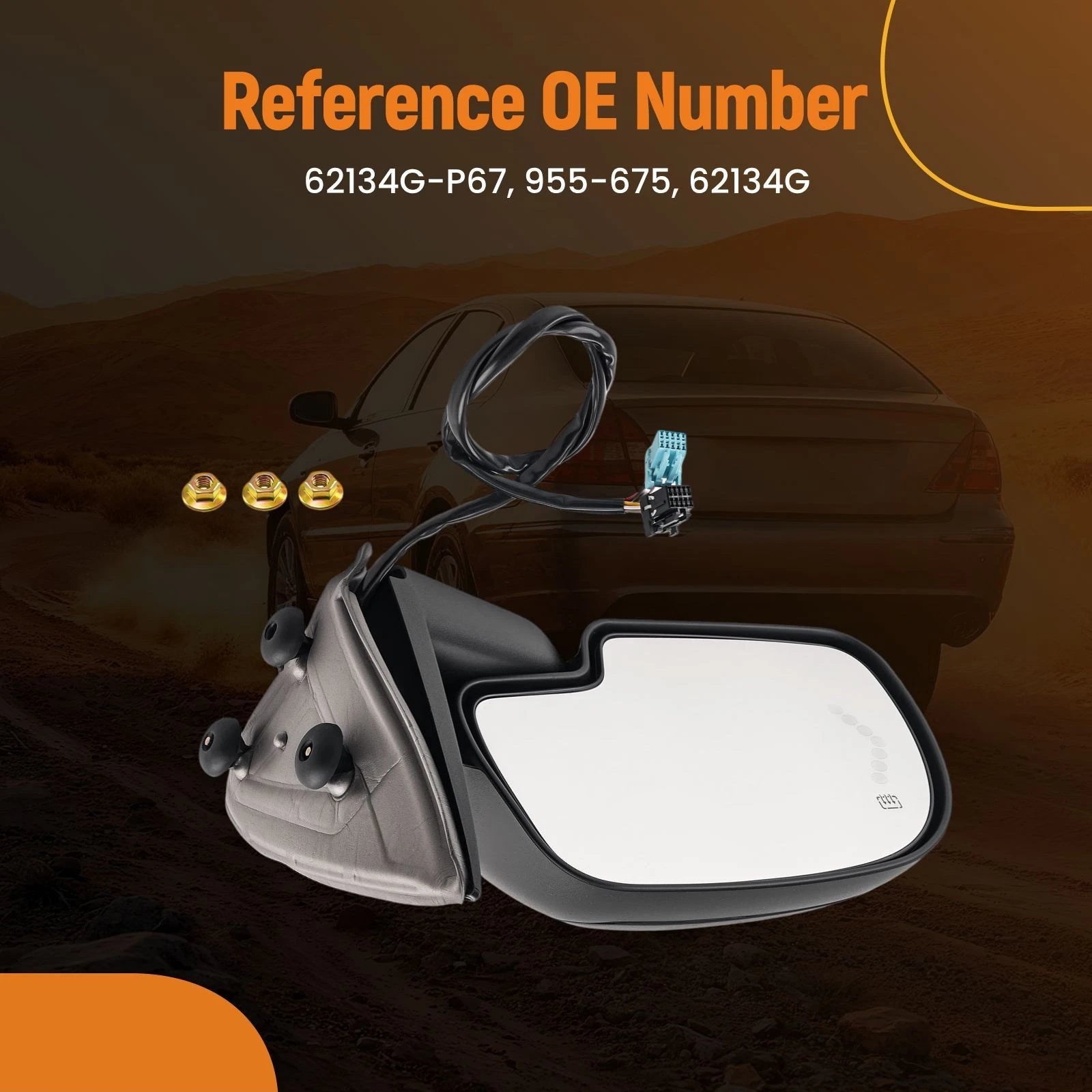 Left Rear View Mirror for GMC Sierra Classic (2007) Power Heated Signal