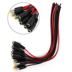 Set of 10 Connector Cables for DC 12V Power Supply (5 Male + 5 Female)