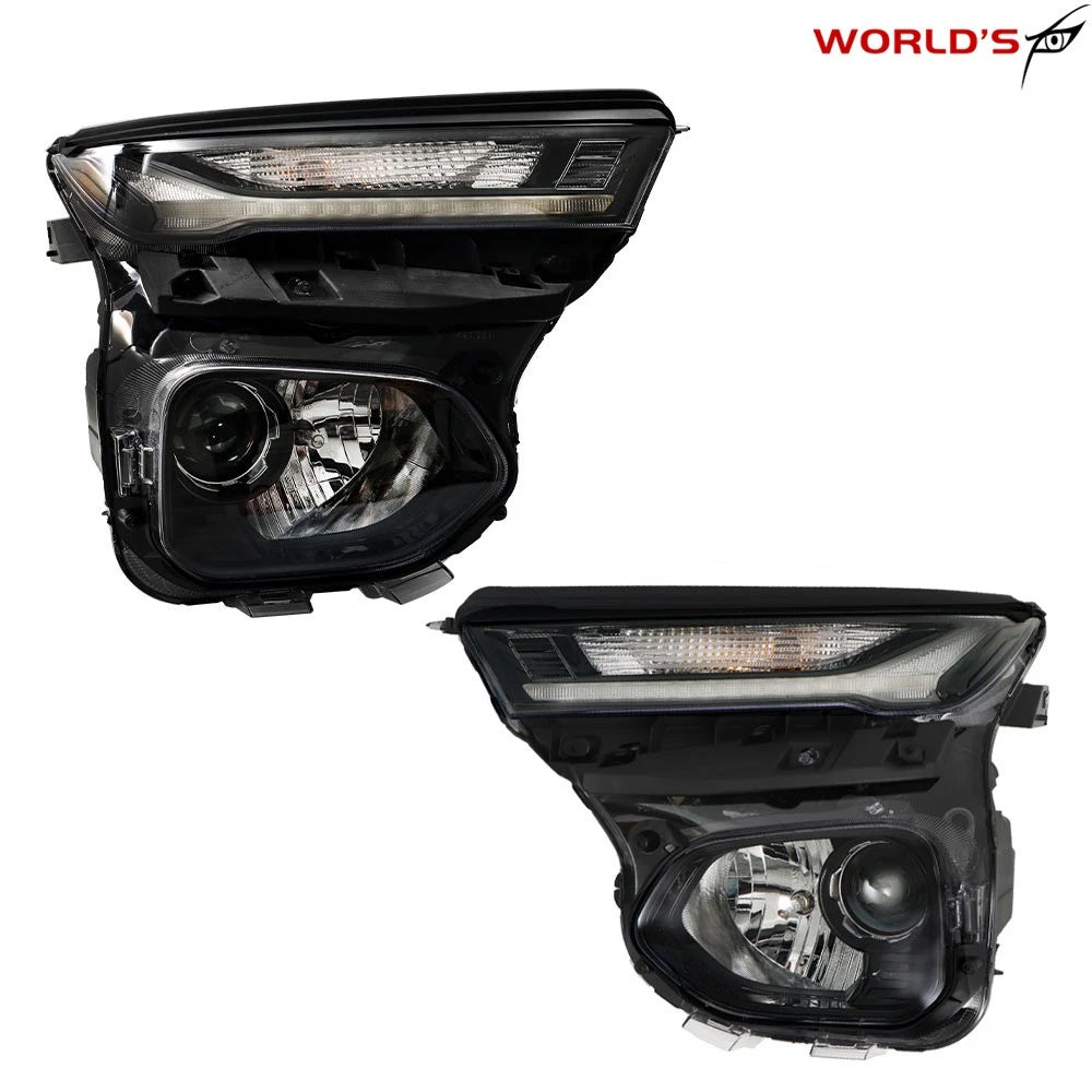Set of 2 Headlight Halogen Projector Chrome Housing for Chevy Trailblazer