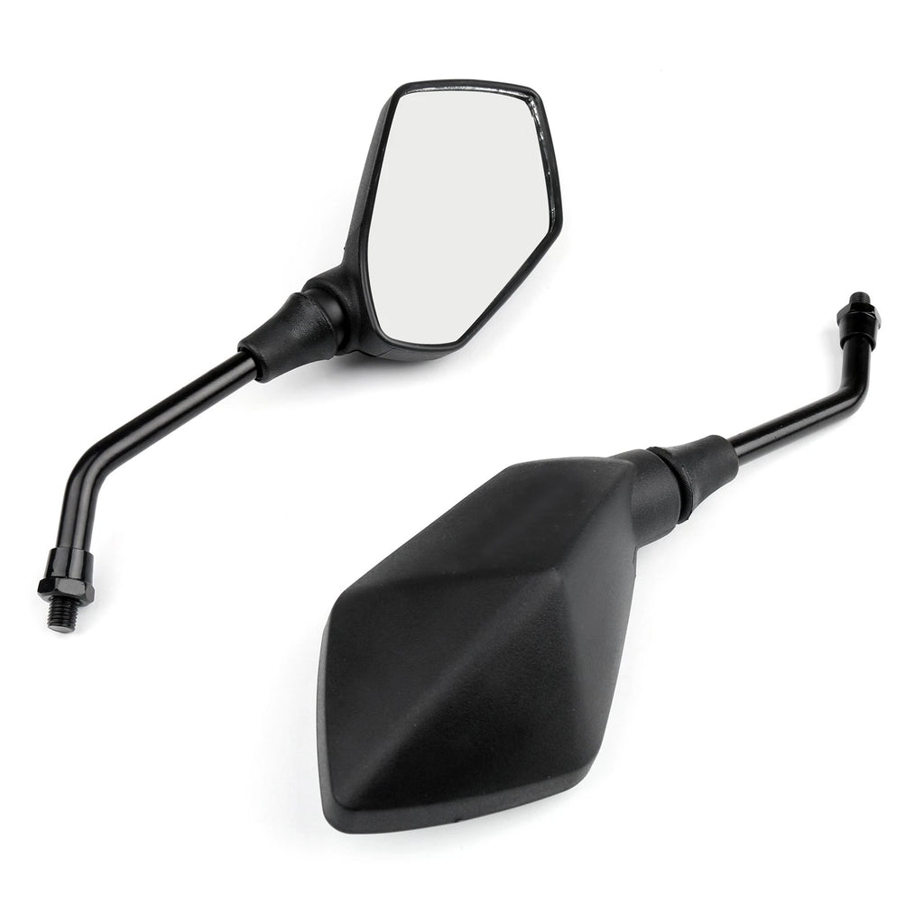 10mm Black Rear View Side Mirrors for Honda Suzuki Kawasaki (Fitment)