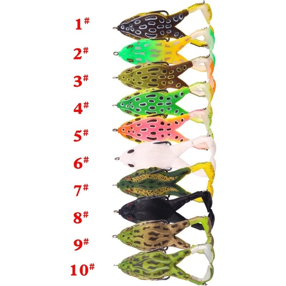 9cm Rotating Propeller Frog Soft Bait Fishing Lure with Dual Hooks