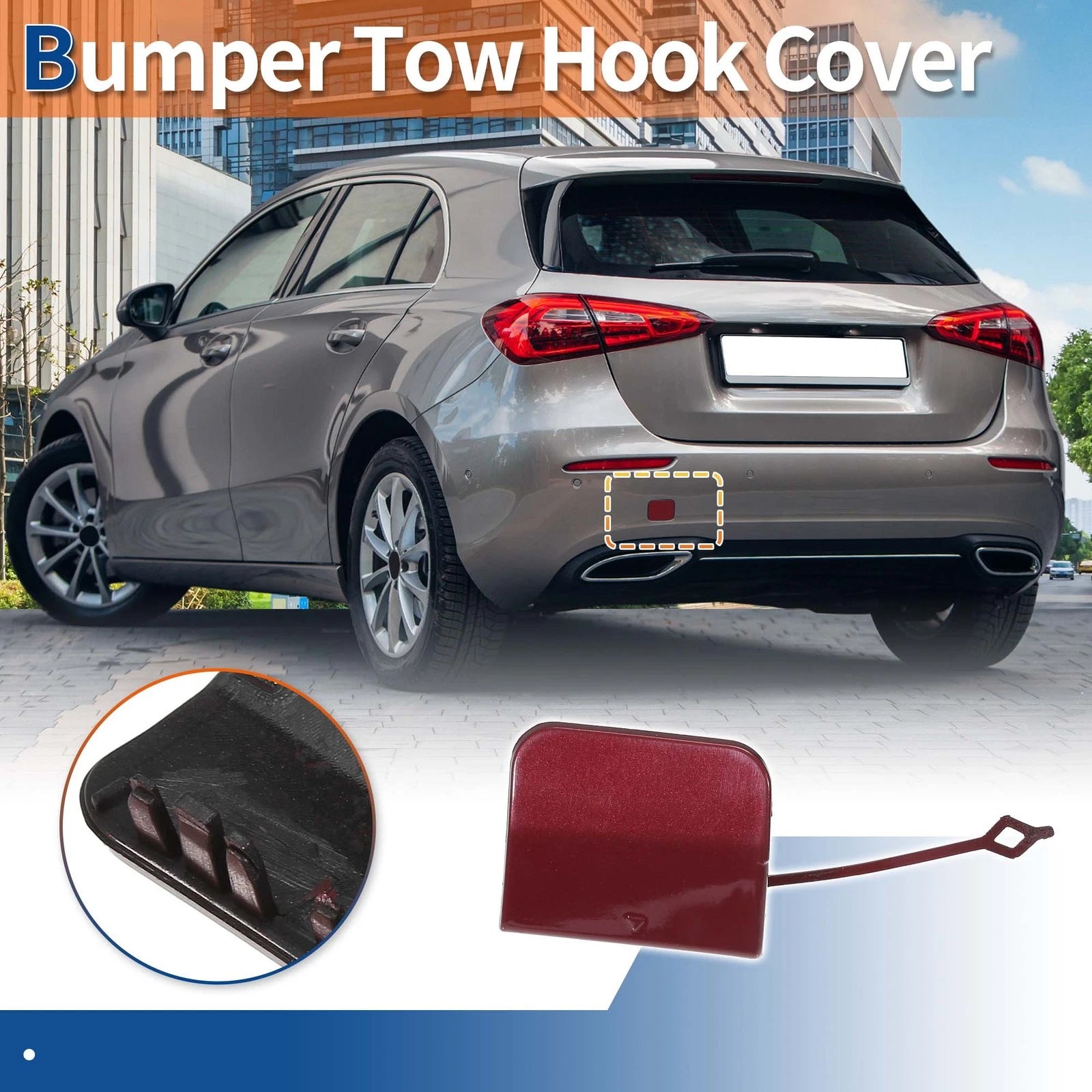 Rear Tow Hook Cover for Mercedes-Benz A W177 (2019–2023) No.A1778850702 Red