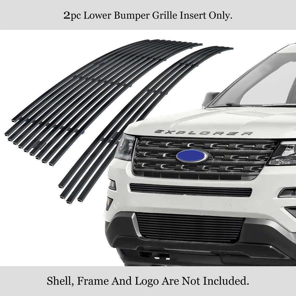 Lower Bumper Grille Insert for Ford Explorer (2016-2019) Stainless Black