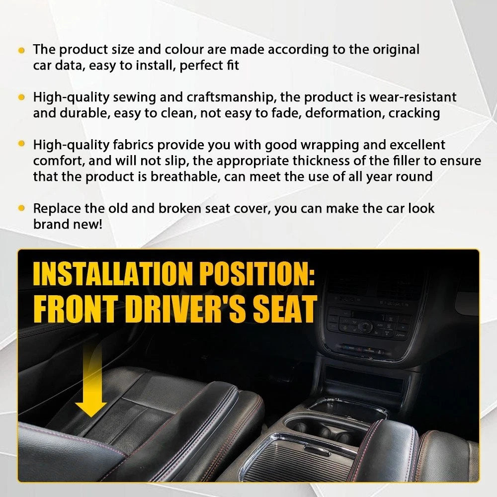 Driver Bottom Leather Seat Cover for Dodge Grand Caravan (2008–2020) Red Seam
