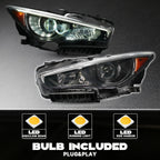 Set of 2 Chrome LED Headlights for Infiniti Q50 (2014–2022) w/o AFS