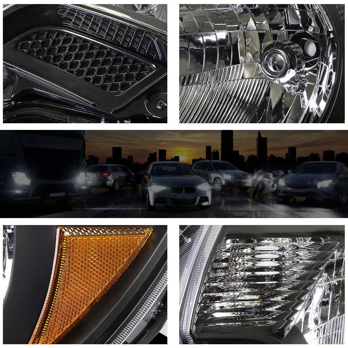 Set of 2 Black Housing Amber Corner Headlights for Tacoma (2012–2015)