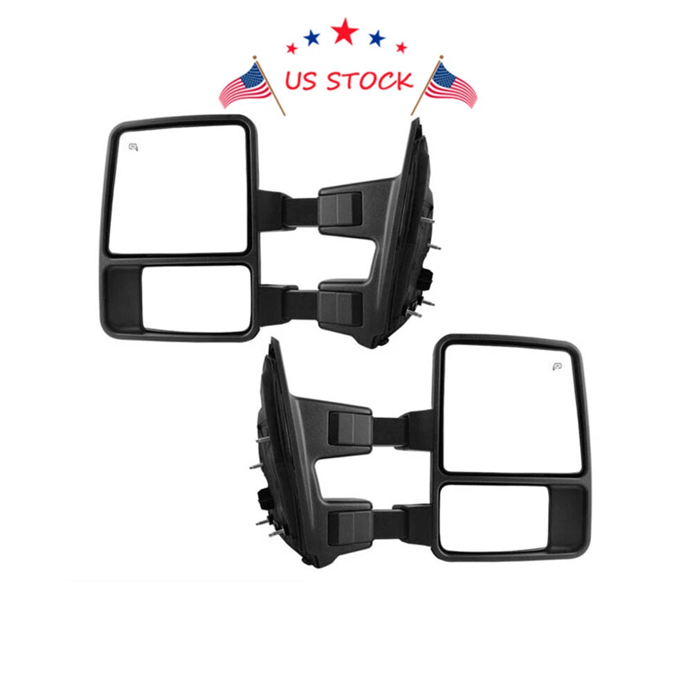 Pair Towing Mirrors with Amber Turn Signal for Ford F250 F350 (2008–2015)