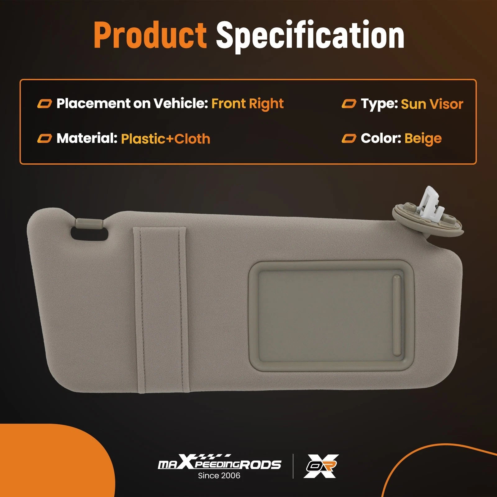 Front Right Sun Visor for Toyota Venza (2009–2016) 743100T020A1 Beige