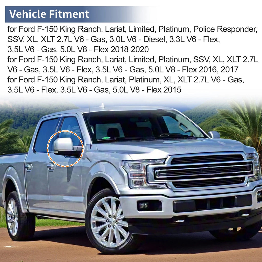 Pair of Mirror Cover Cap for Ford F-150 (2015–2020) FL3Z-17D743-BA Carbon Texture