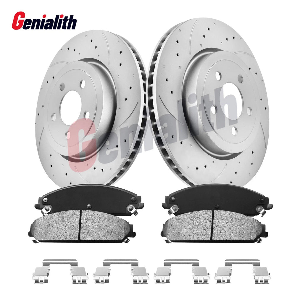Set of 2 Front Drilled Brake Rotors & Ceramic Pads for Dodge Charger Challenger (2006–2023)