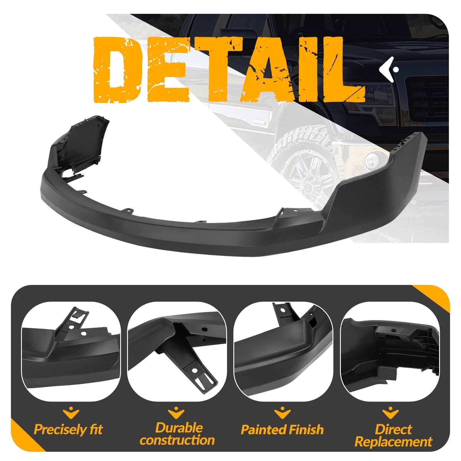 Front Bumper Upper Cover for Ford F150 (2009–2014) Black