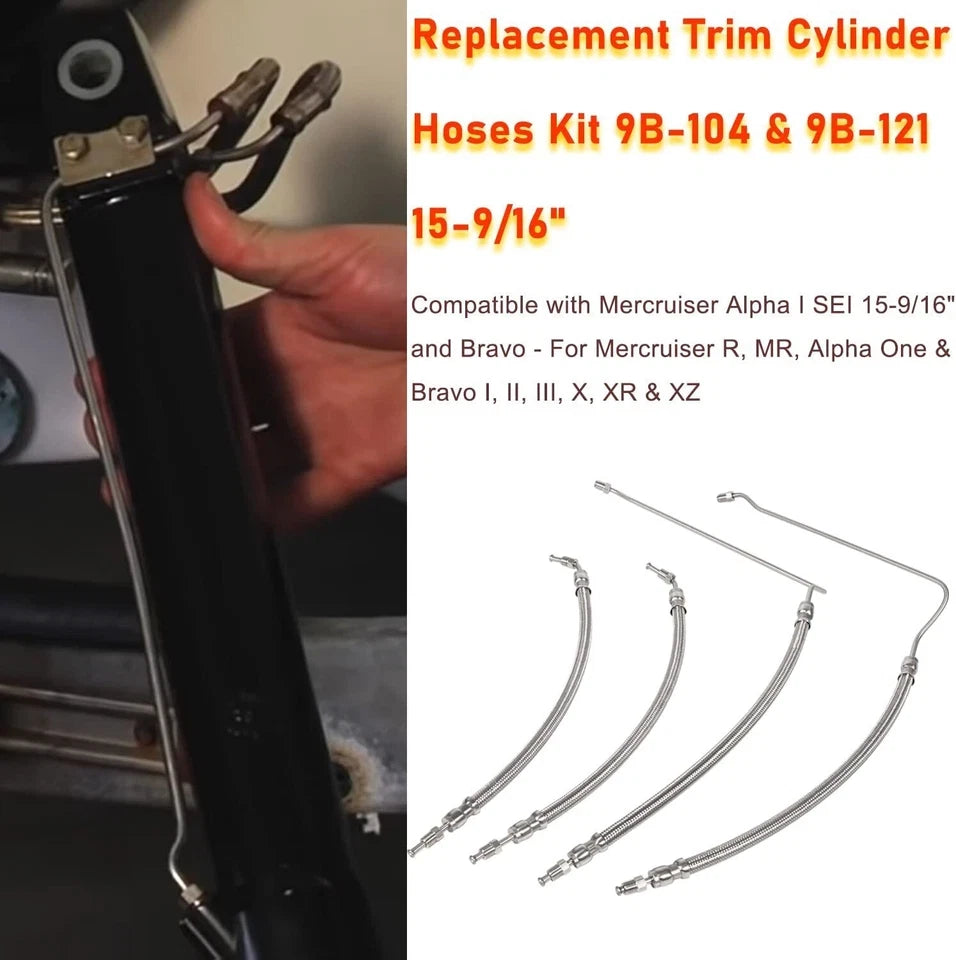 Trim Cylinder Full Hose Kit for Mercruiser Bravo (32-99904Q, 32-864589, 864588)