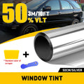 50% VLT Tint Window One Way Mirror Film 20" x 10ft Privacy