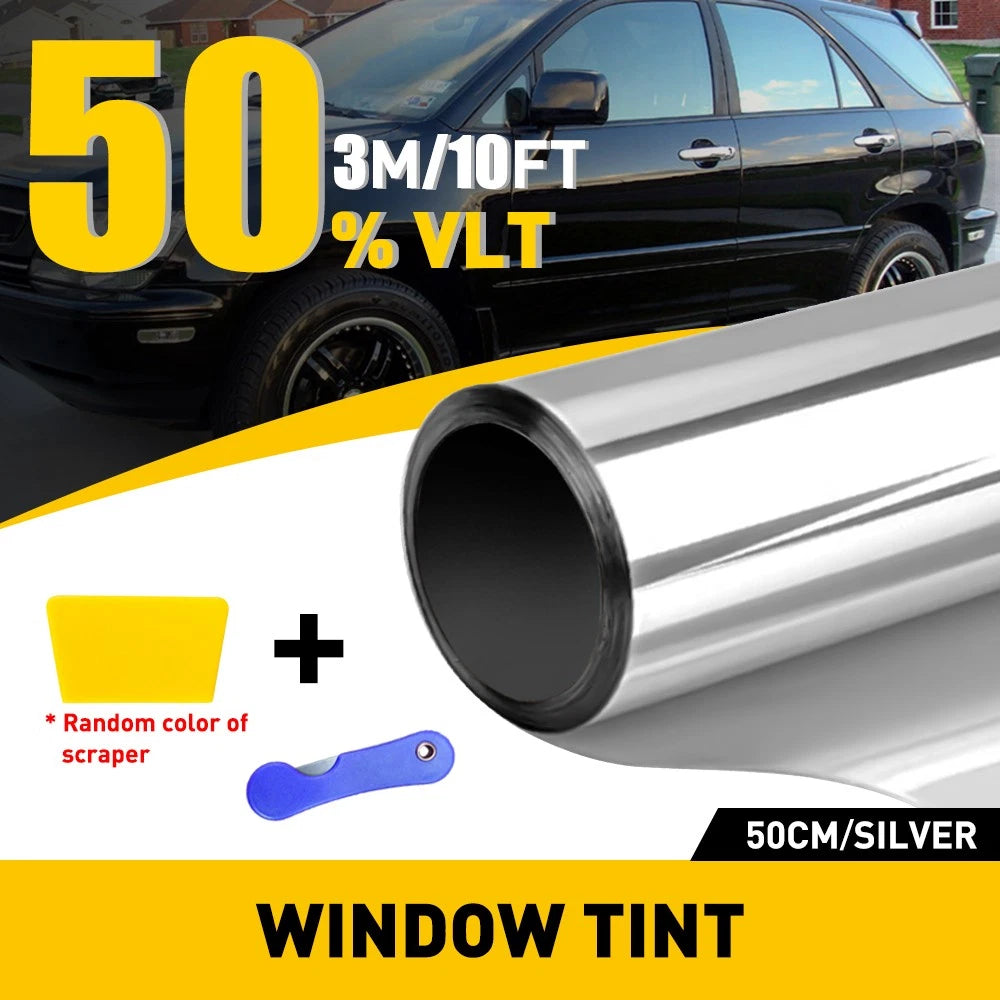 50% VLT Tint Window One Way Mirror Film 20" x 10ft Privacy