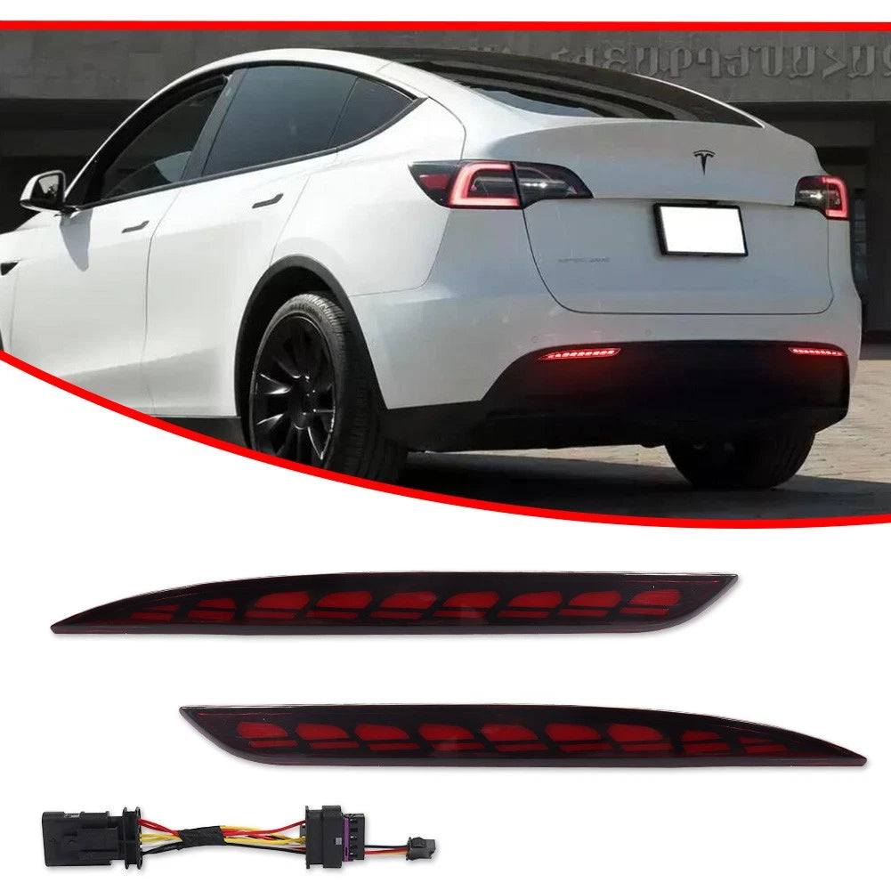 2X Red LED Tail Brake Signal Lights for Tesla Model Y (2021–2024)