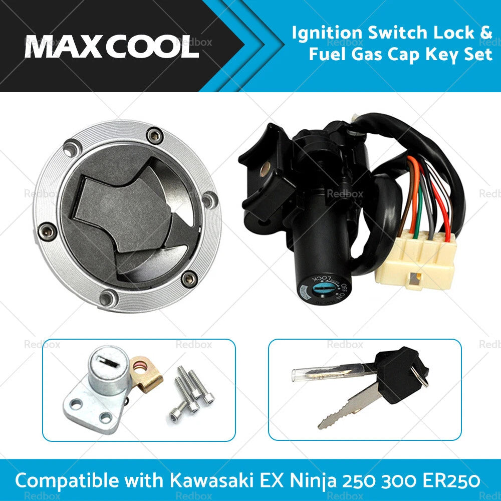 Ignition Switch Lock Gas Cap Lock Key Set for Kawasaki EX250 Ninja 250 (2008–2012)