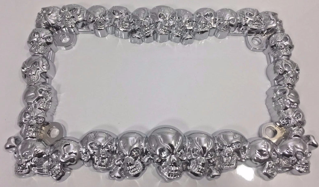 License Plate Frame Holder for Harley Davidson Chrome Skull Metal (Universal)