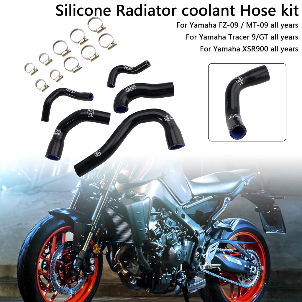 Silicone Radiator Coolant Hose for Yamaha MT-09, XSR900, Tracer 9/GT (2014–2023)