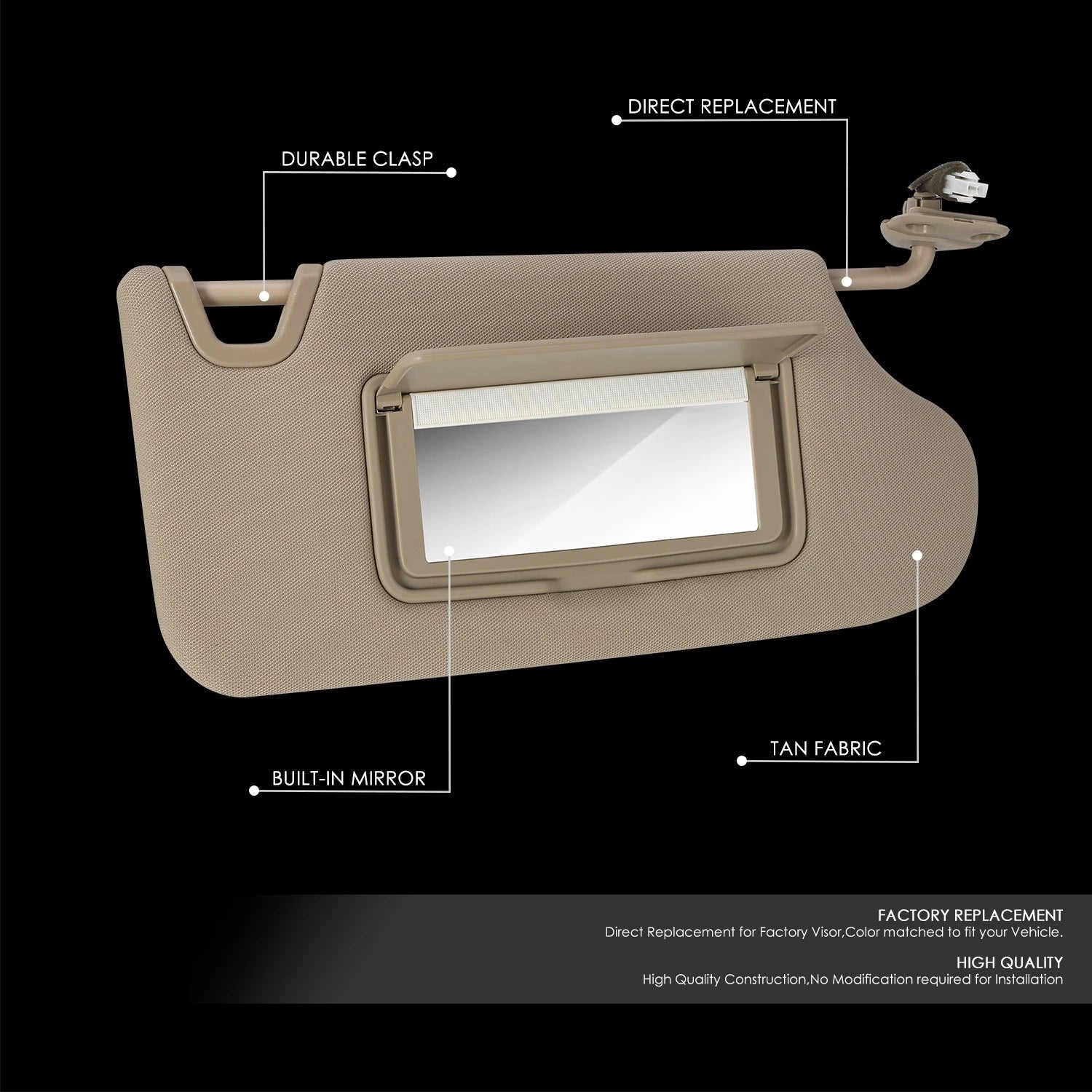 Passenger Side Sun Visor w/Mirror for Nissan Altima (2013–2018)