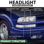 Chrome Clear Corner Headlights for Chevy S10 Blazer (1998–2004)