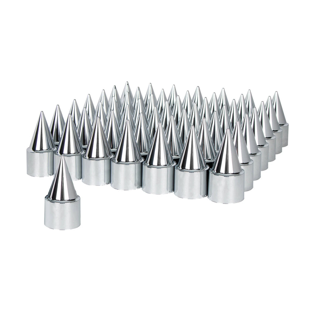 Chrome Spike Lug Nut Covers 33mm Thread-On for Universal Fit (60-Pack)