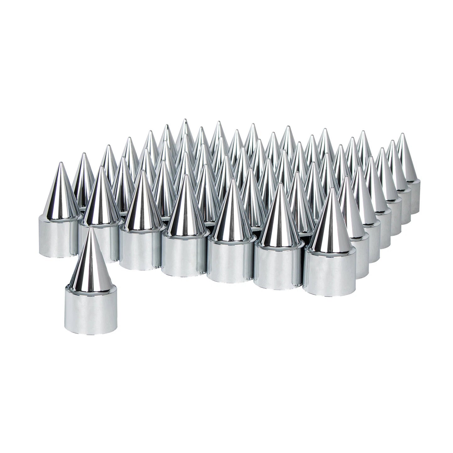 Chrome Spike Lug Nut Covers 33mm Thread-On for Universal Fit (60-Pack)