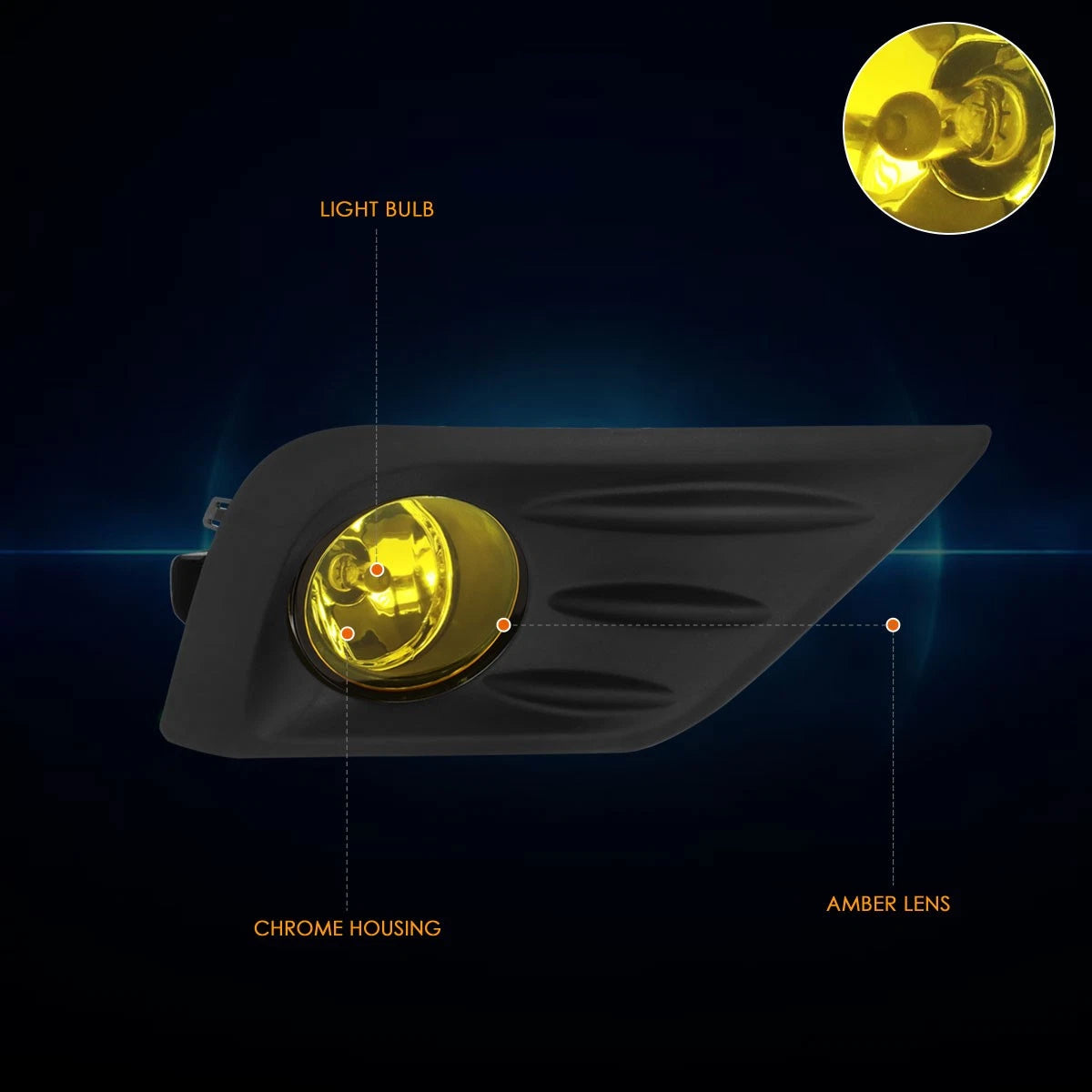 Fog Lights for Nissan Altima (2016–2018) - Amber Lens, Switch, Black Bezel