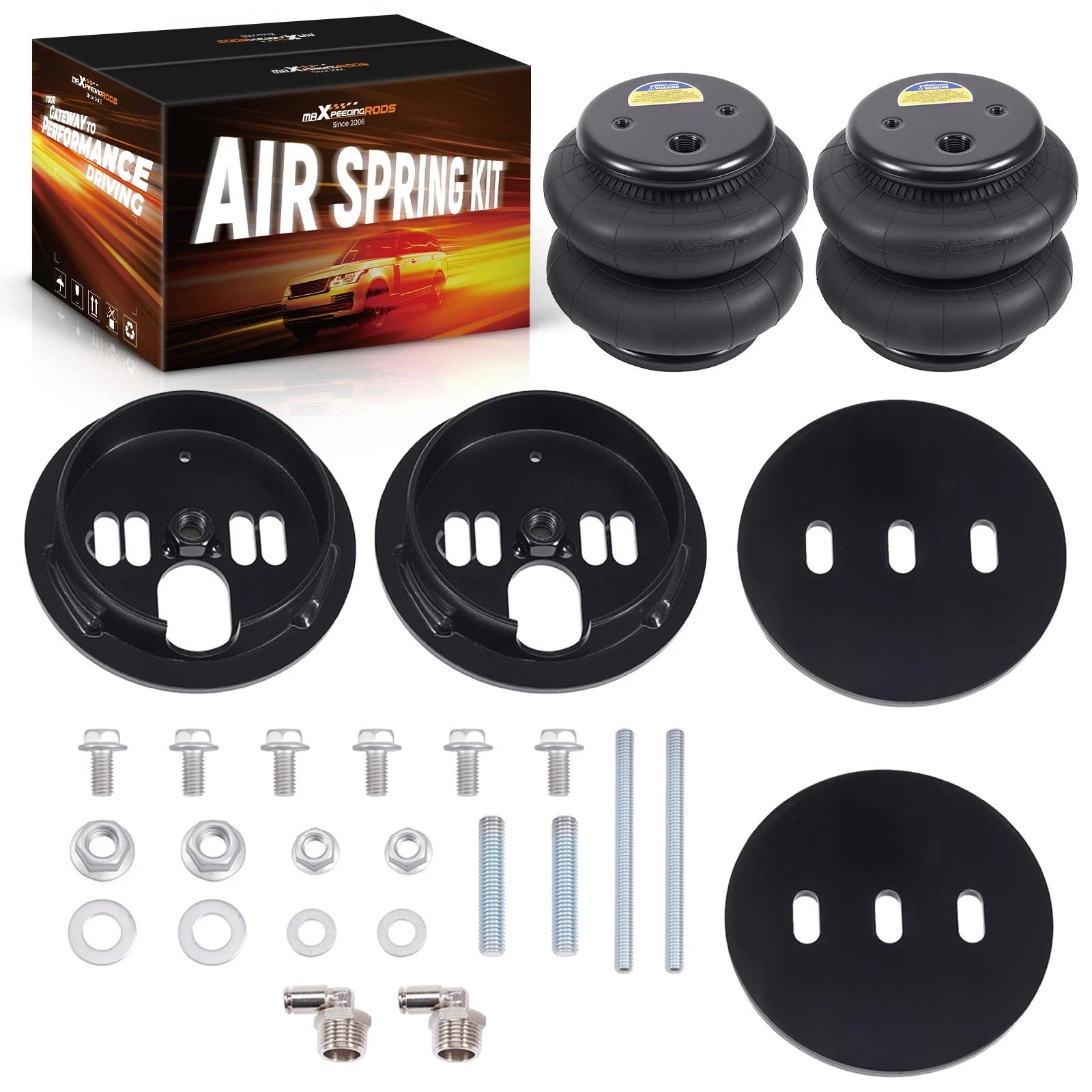 Set of 2 Rear Air Ride Spring Brackets & 2600 Bags for Chevy C10 (1963–1972)