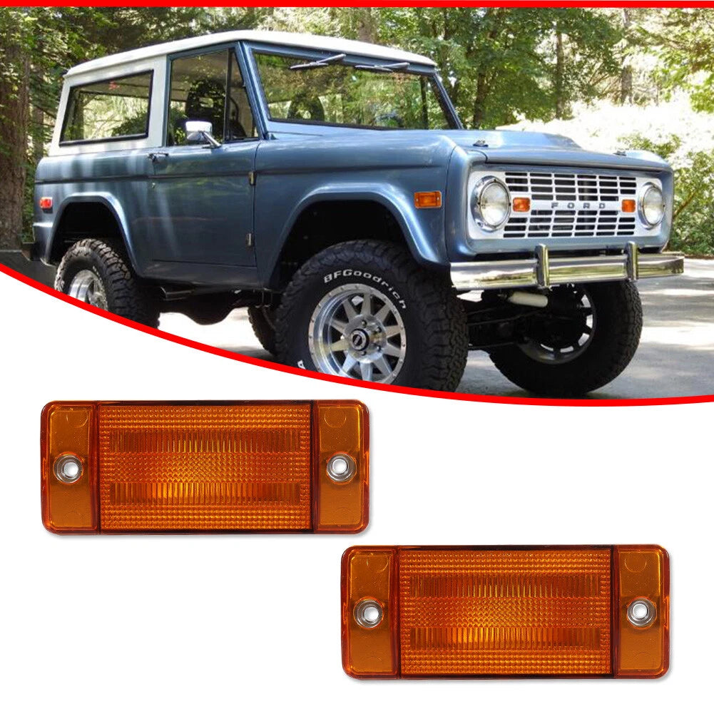 2X Amber Lens Front Side Marker Lights for Ford Bronco F-Series (1970–1977)