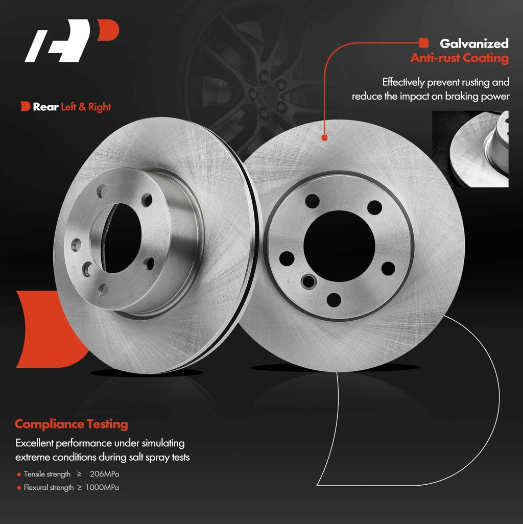 Set of Rear Disc Brake Rotors & Ceramic Pads for BMW 328i 328xi (2007–2008)