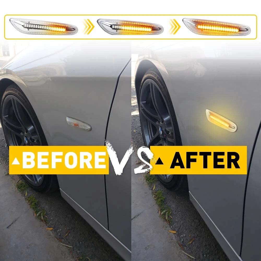 LED Fender Side Marker Light Turn Signal for BMW E60 E82 E83 E90 E92 E46 (2000–2015)