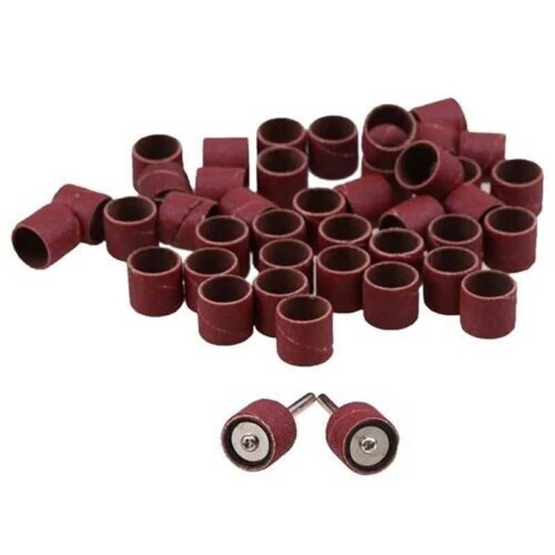Set of 60 Sanding Belts 150-Grit 1/2in x 1/2in + 2 Rubber Mandrels