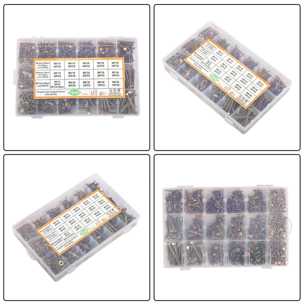 Set of 1640 Heavy Duty Bolts and Nuts with Washers for Various Models