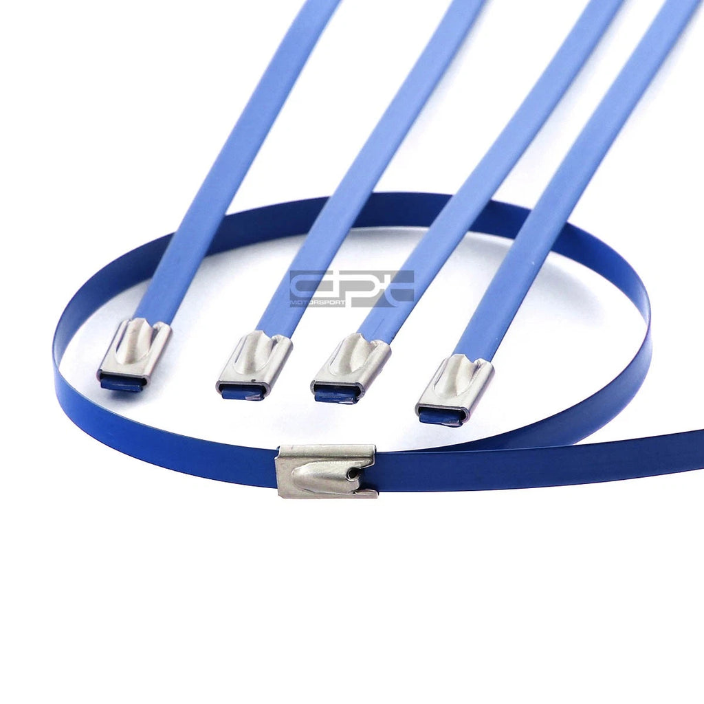 Set of 10 Stainless Blue Zip Tie Cable for Turbo/Header/Manifold Heat Wrap