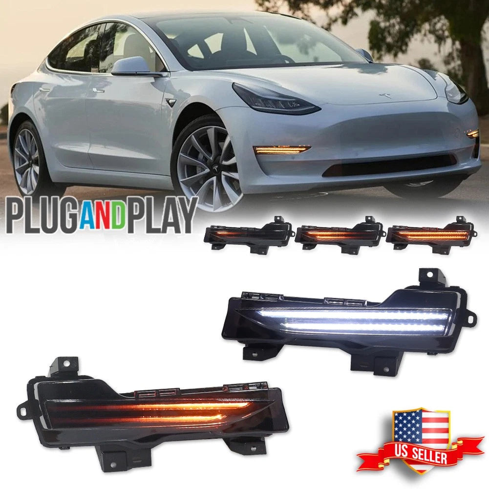 Double-row LED Turn Signal Lights for Tesla Model 3, Model Y