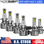 6x H7 H11 LED Headlight Bulbs Kit for High Low Beam Fog Light (6500K)