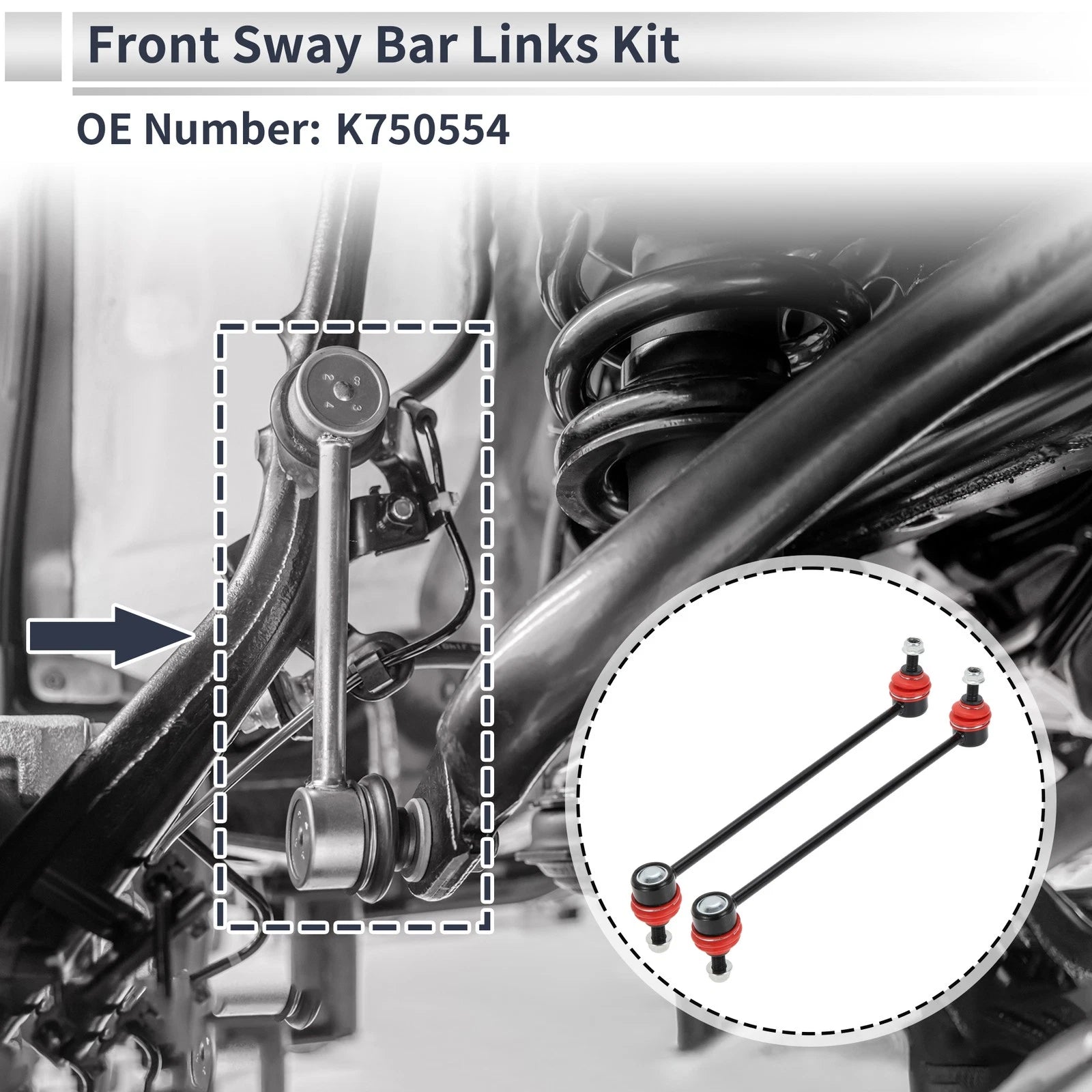 Set of 2 Front Stabilizer Bar Links for Ford C-Max (2013–2014) No.K750554