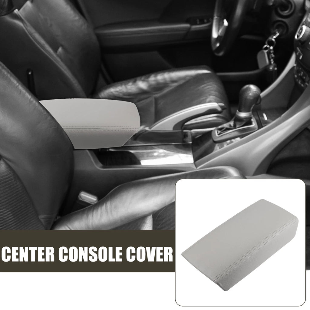 Center Console Lid Armrest Cover for Honda Accord (2003–2007) Faux Leather Gray