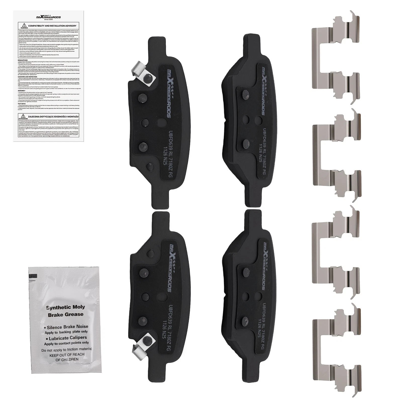 Set of 4 Rear Ceramic Brake Pads for Pontiac G5 G6 Pursuit/Saturn Aura Ion D1033