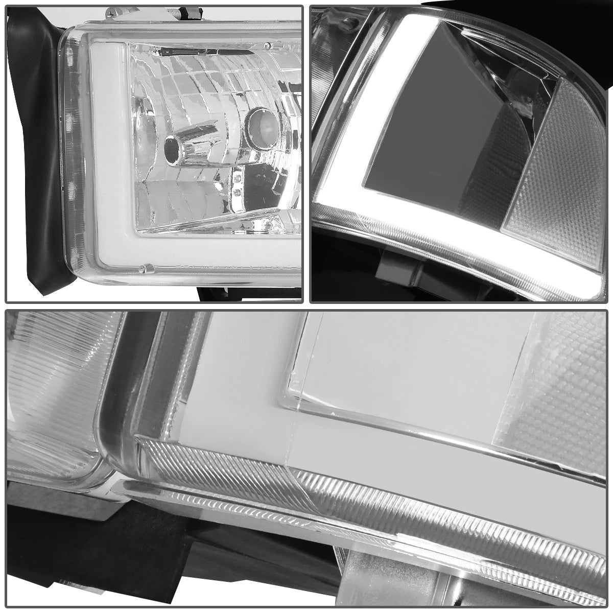 LED DRL Smoked Clear Side Headlight Lamps for Dodge Ram Truck (1994–2002)