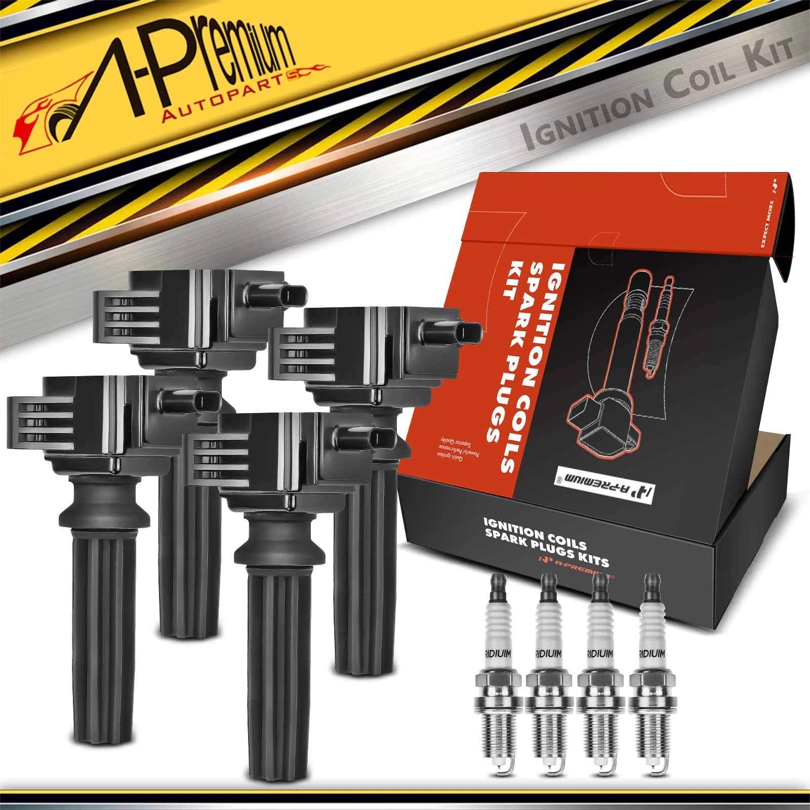 Set of 4 Ignition Coils & Spark Plugs for Ford Explorer 