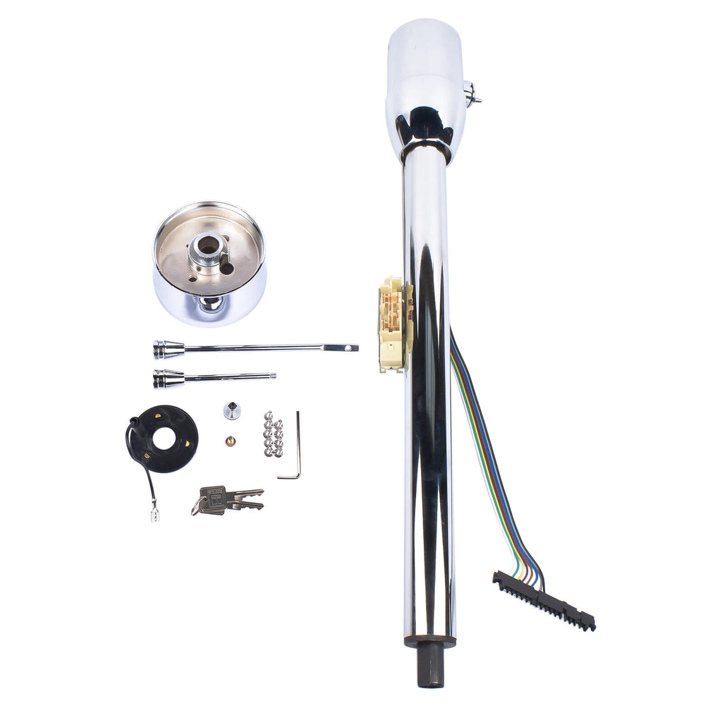 32" Tilt Manual Floor Shift Steering Column with Key & Adapter for GM