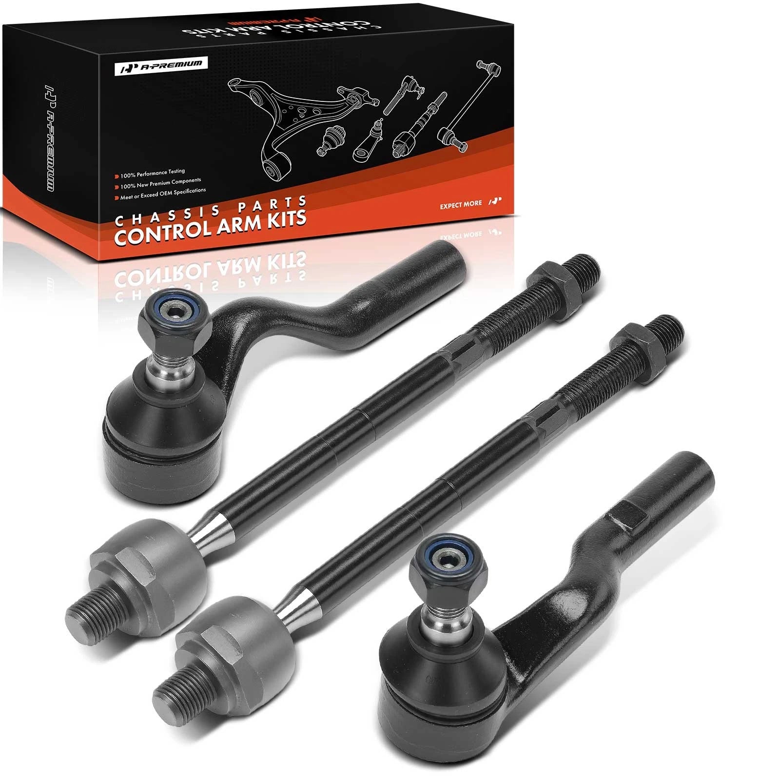 Set of 4 Front Inner & Outer Tie Rod Ends for Mercedes-Benz E320 (1996–2003)