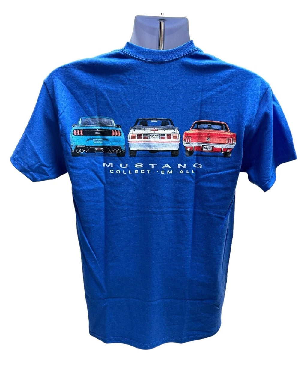 Ford Mustang Collect Em All Blue T-Shirt for Ford Mustang (1965–2024)