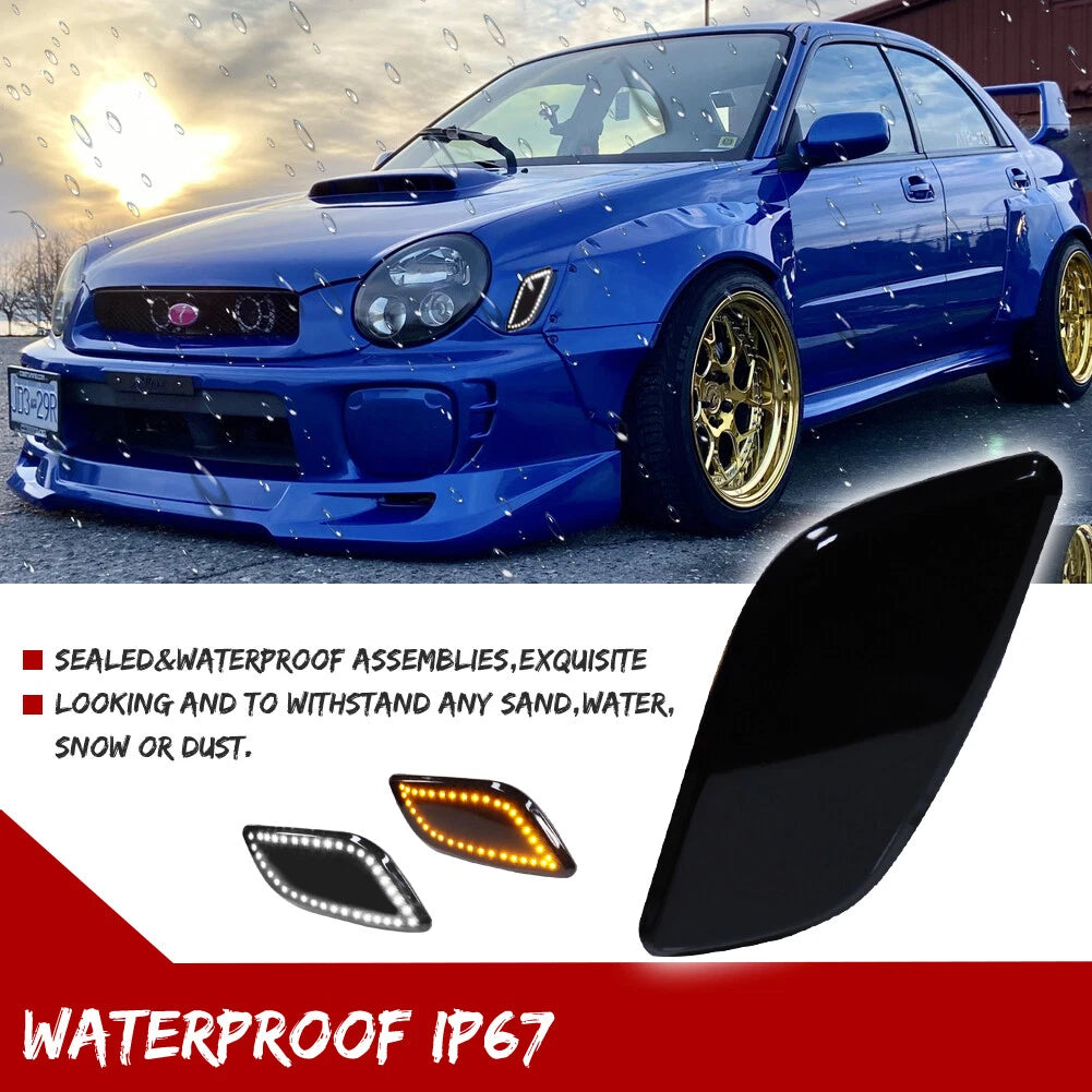 Set of 2 Smoke Switchback LED Corner Parking Side Marker Lights for Subaru Impreza (2002–2003)