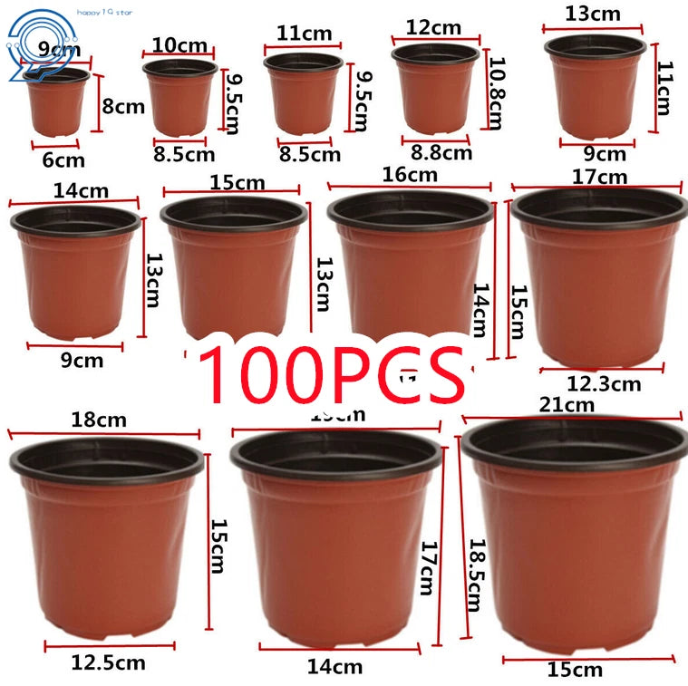 Set of 100 Plastic Plant Flower Pots for Seedlings