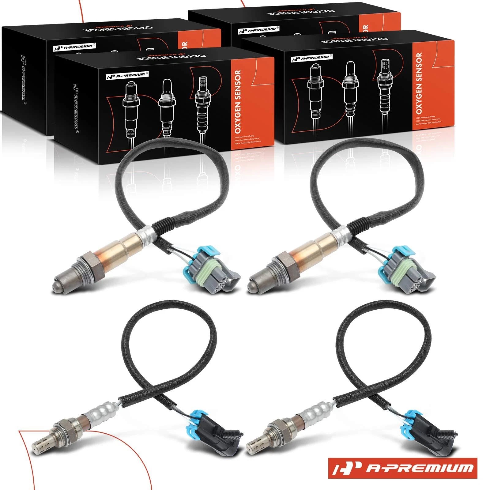 Set of 4 O2 Oxygen Sensors for Chevrolet Suburban 2500, Cadillac Escalade (2001)