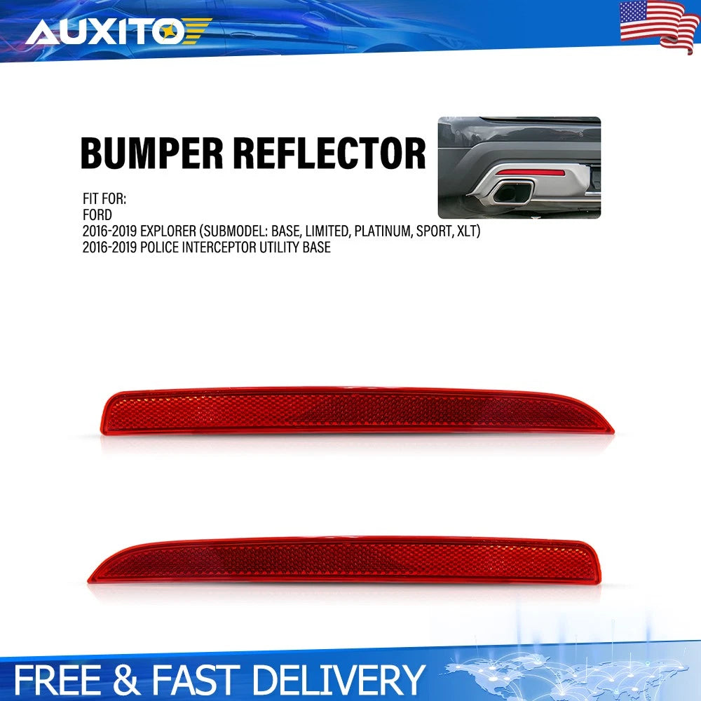 Pair Red Rear Bumper Reflectors for Ford Explorer Police Interceptor (2016–2019)