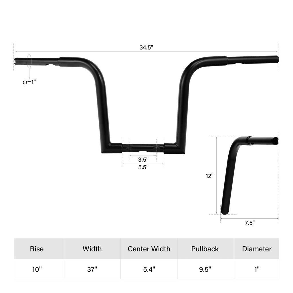 1.25" Fat 12" Rise Ape Hangers Handlebar for Harley Sportster XL883 XL1200 (2004–2023)